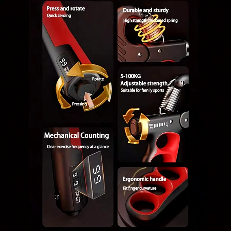 Adjustable Grip Strengthener for Hand and Wrist - 5-60/100/150Kg Muscle Recovery and Fitness Exercise Tool